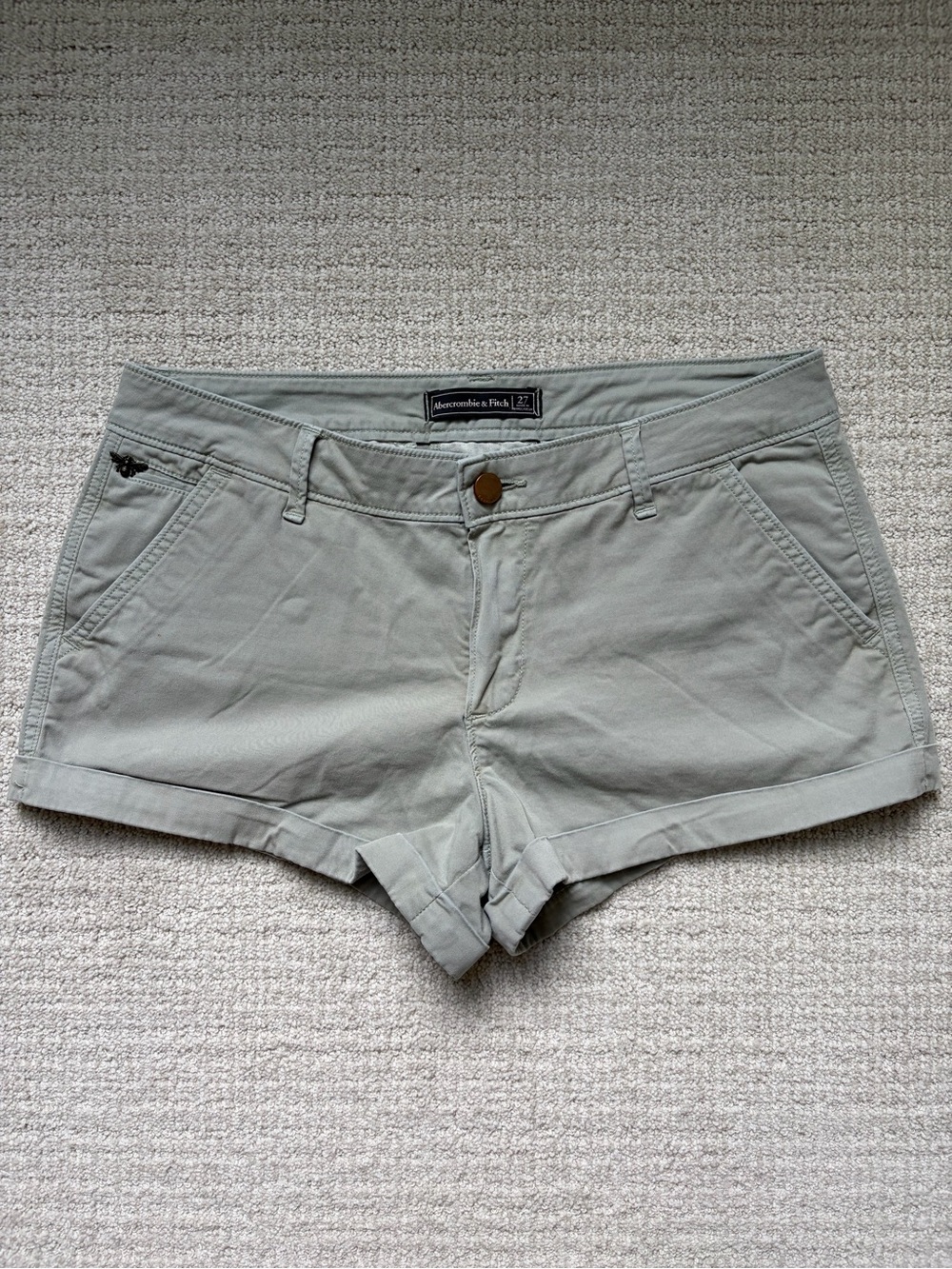 Abercrombie & Fitch Light Gray/Green Women's Cotton Shorts